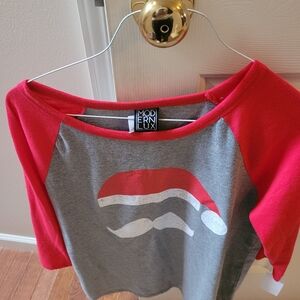 NWT Santa shirt, red & gray, L/XL.